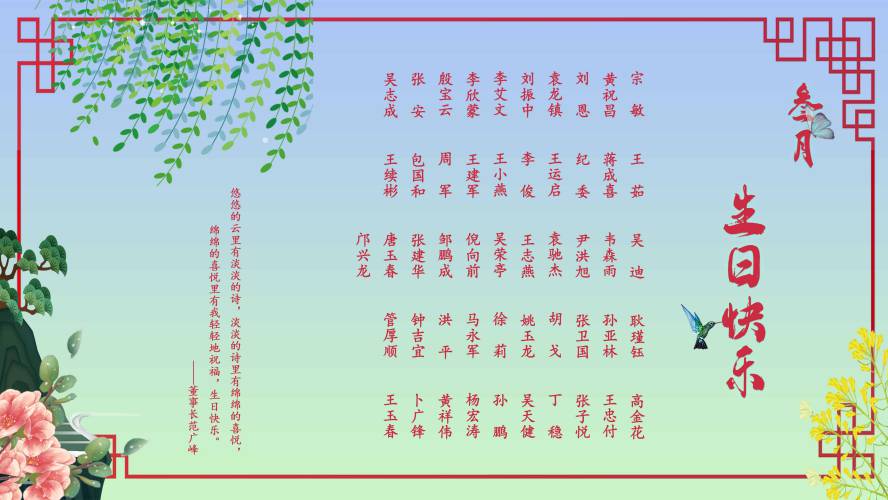 【生日祝福】恭祝3月生日的員工生日快樂！